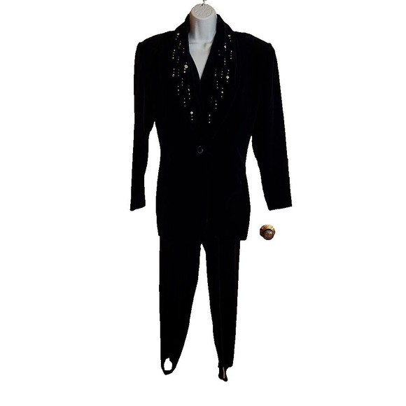 Vintage Cache Studded 2 Piece Jacket Jumpsuit Belted M - Picture 2 of 13